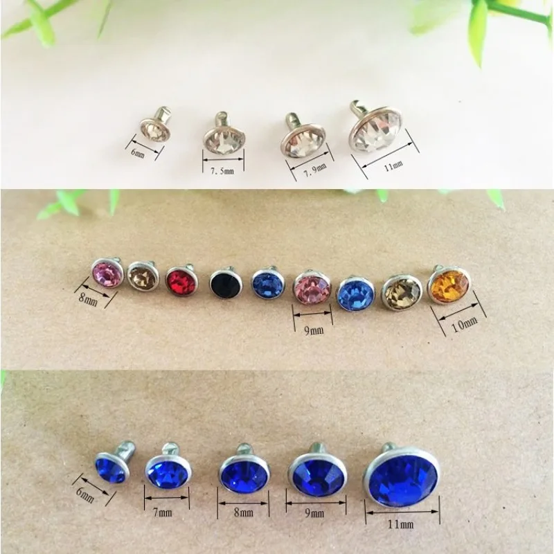 6-12mm Crystal Trim Rivets Rhinestone Studs For DIY Crafts Clothing Bag Leather Decoration Spikes Rivets