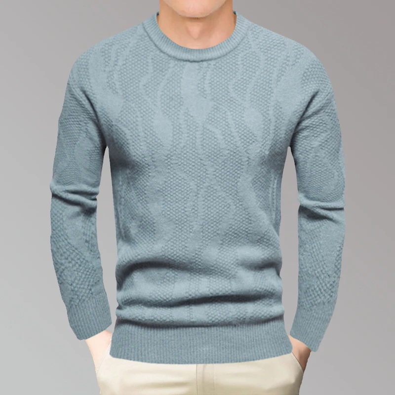 Pull tricoté à manches longues et col rond pour homme, vêtement de haute qualité, couleur unie, confortable, chaud, tendance, décontracté, 7 couleurs, automne