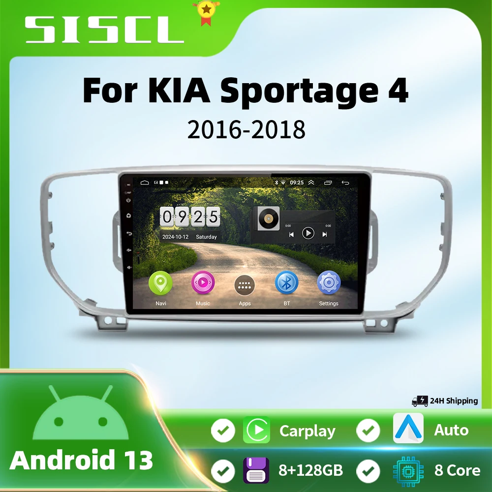 

SISCL Wireless CarPlay Android Auto Car Radio for Kia Sportage 4 QL 2016-GPS Intelligent Systems Multimedia Car Radio