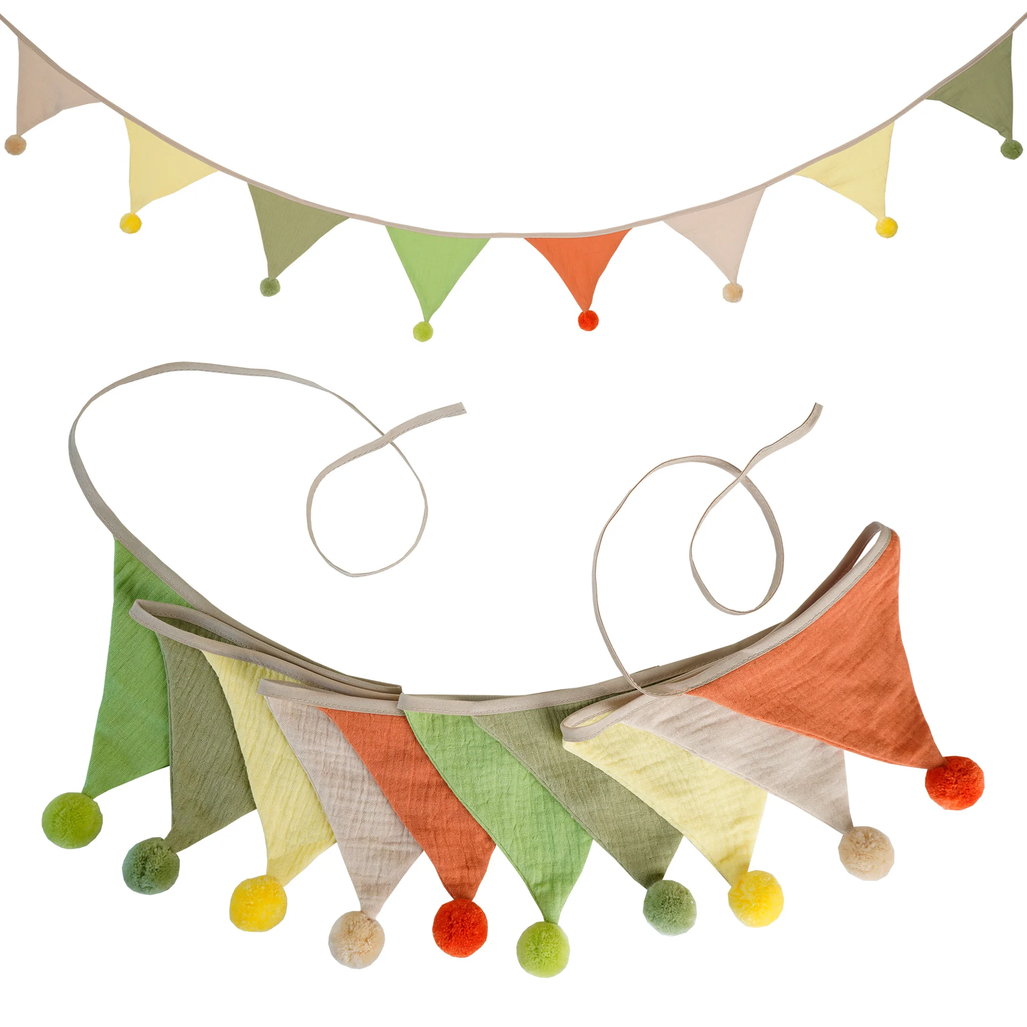 2,6 m/8,5 ft Kindergarten Stoff Bunting 10 Dreieck Wimpel Flaggen mit Kugeln Party Decor Banner Home Baby Dusche Karneval Girlande – Detail 22