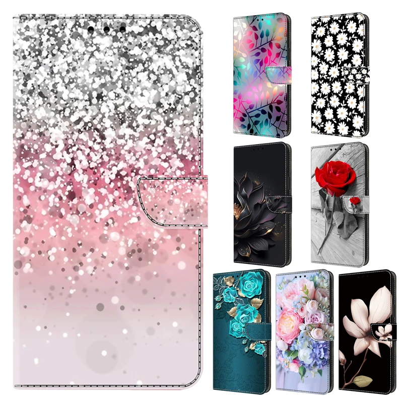 Flip Leather Case For Xiaomi Redmi Note 8 8T 9 9S 10 11 12 Pro 4G/5G 3D Flower pattern Painted Wallet For Redmi 11 12 Pro Plus