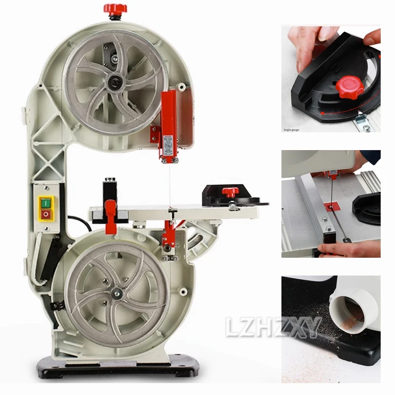 8 Inch Band Saw Machine Multifunctional Woodworking Band-Sawing Machine Household Curve Saw Work Table Saws 220V 350W 14.7m/s