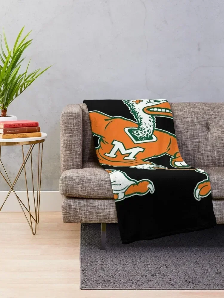 Vintage Sebastian Mascot of Univ. of Miami Mascot Throw Blanket