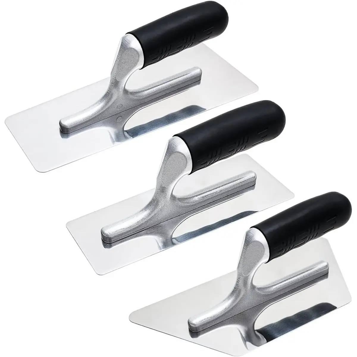 Venetian Plaster Finishing Trowel Set 3 PC Polished Stainless Steel with Plastic Handle Paint Plastering Tools