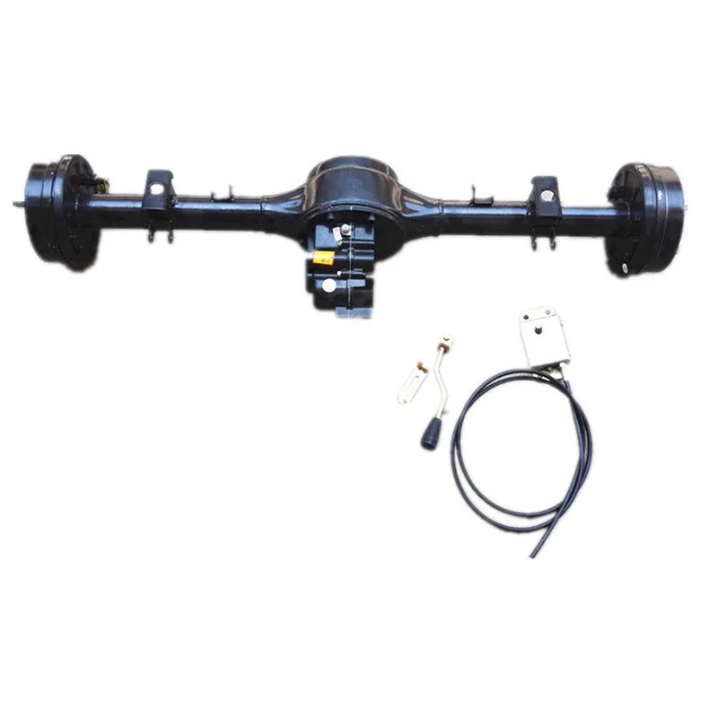 Tricycle rear axle assembly, differential mechanical drum brake split/integrated modification