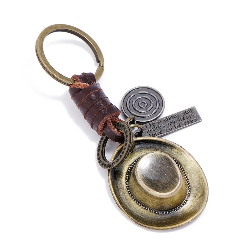 手作り織り込みレトロ合金カウボーイハットレザーキーホルダー - Women'S Jeep Accessories のレビューと価格