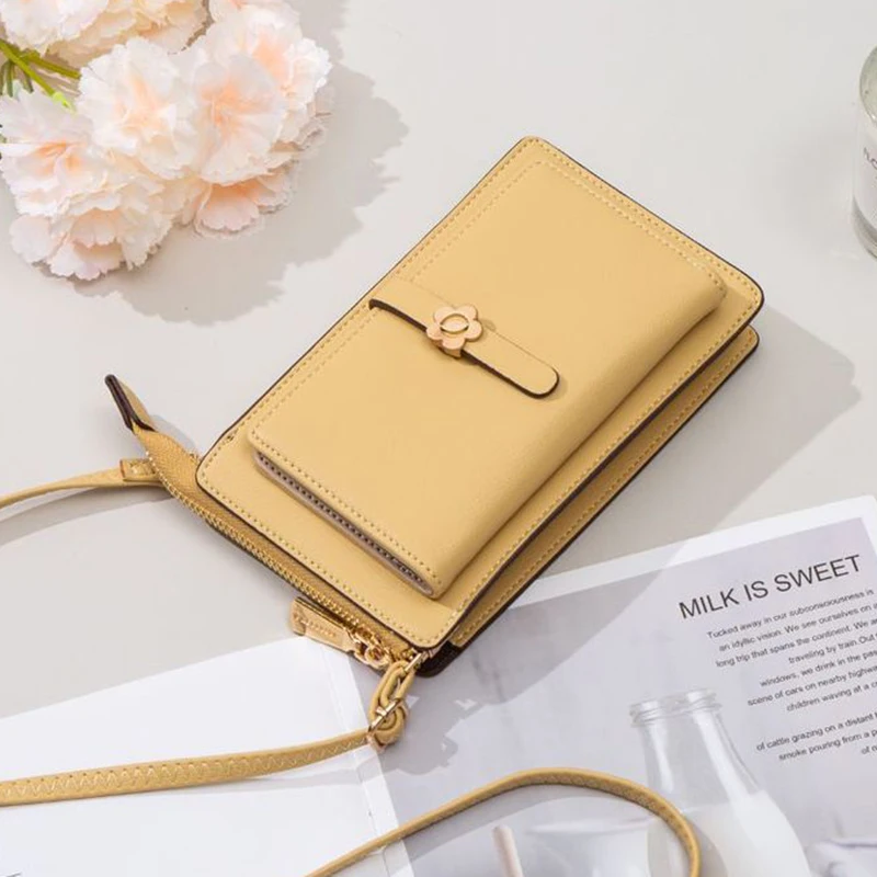 Single shoulder crossbody bag 2024 spring/summer new mobile phone bag Korean version PU vertical multi-card buckle folding zippe