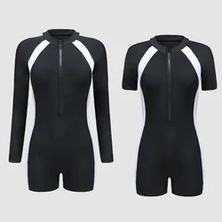 Bañador deportivo de una pieza para mujer, traje de baño de retazos en blanco y negro, ropa de playa de secado rápido, traje de baño para surfear