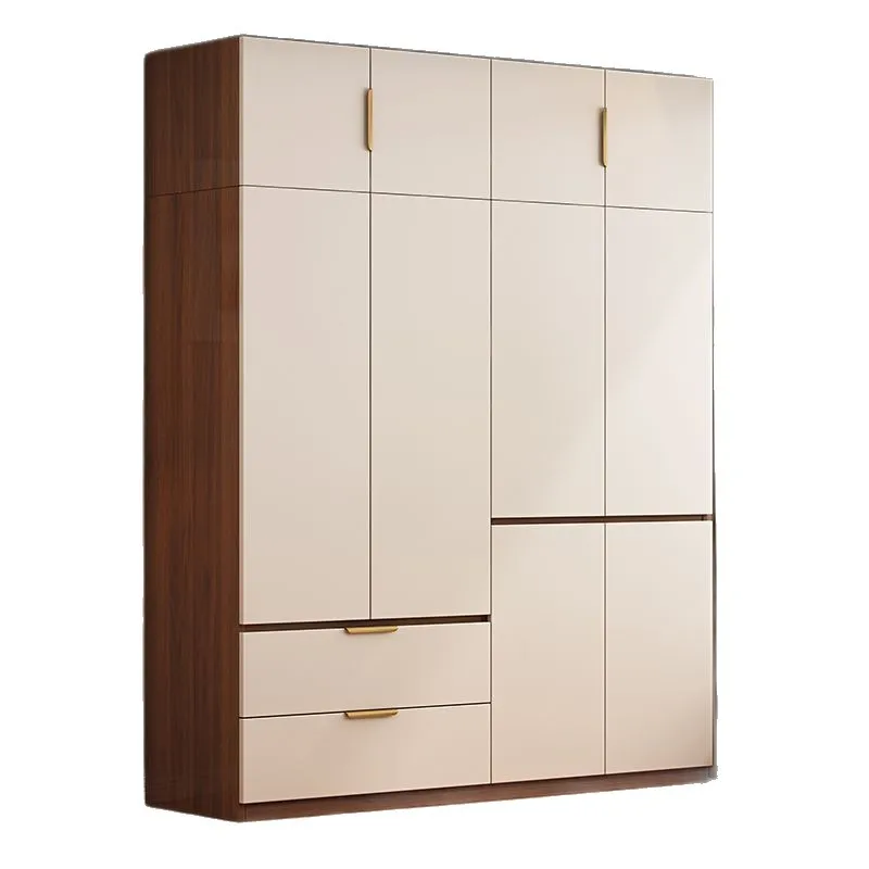 ^Modern Minimalist Wooden Wardrobe Home Bedroom Storage Cabinet Rental Apartments Double-Door Split-Style Economy-Class