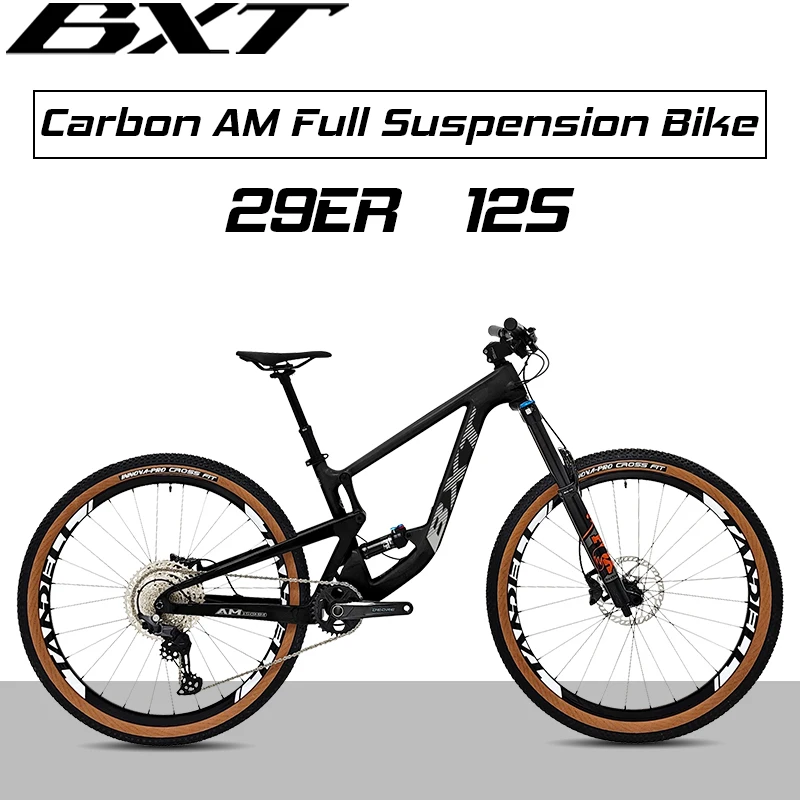 BXT AM T800 Full Suspension Bike Carbon Fiber Mountain Bike 29in Bycicle fit Fork Travel 160mm Boost with Suspension Seat Tube