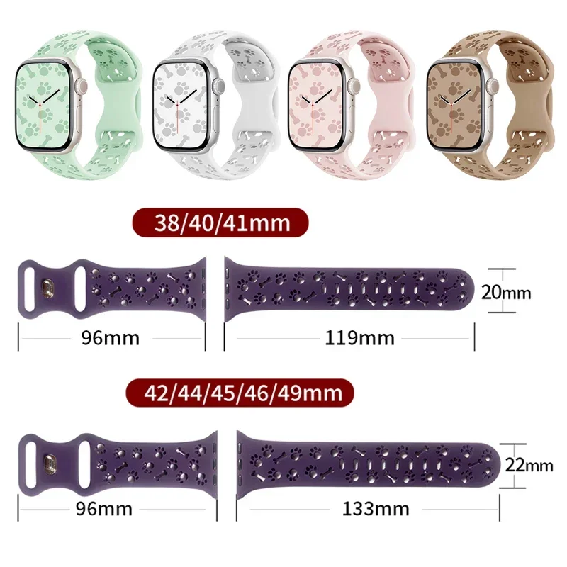 애플 워치 밴드용 강아지 발바닥 실리콘 스트랩 49mm 46mm 45mm 44mm 41mm 40mm 38mm 시리즈 11 10 9 8 7 6 5 4 3 SE Ultra3용 팔찌