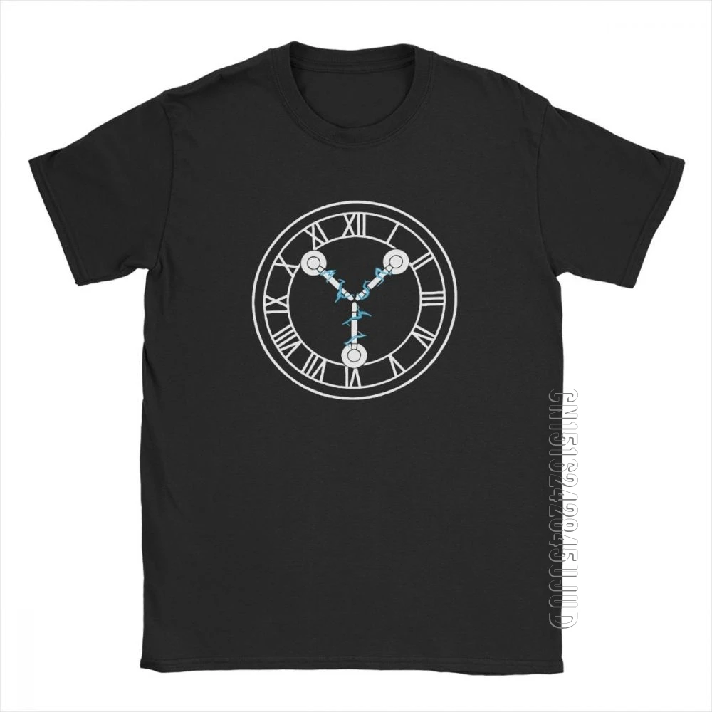 Men's Save The Clock Tower Back To The Future T Shirts Time Machine Travel 80s Movies O-Neck Clothes 100% Cotton T-Shirt