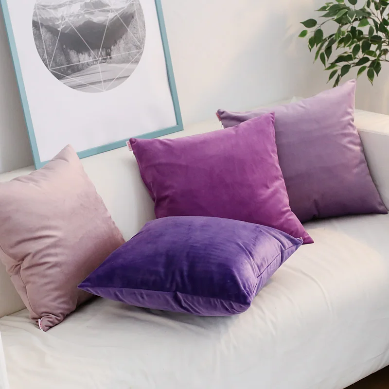 

Velvet 45x45cm Cushion Cover 30x50cm Purple Series Throw Pillow Cover for Living Room soft Sofa Home Pillow Case 50x50cm