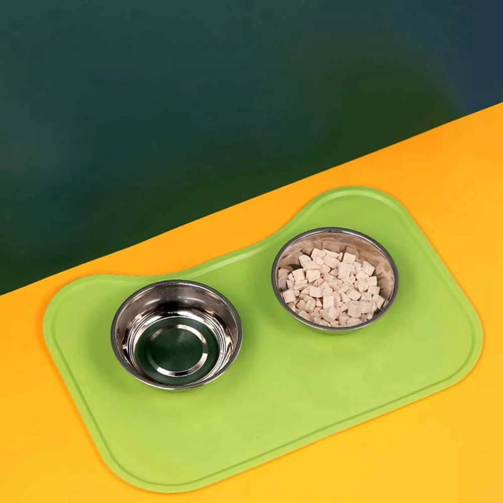 Pet Feeding Mats with High Lips Waterproof Silicone Dog Cat Bowl Mat Non-Stick Food Pad Protect Floors from Food and Water