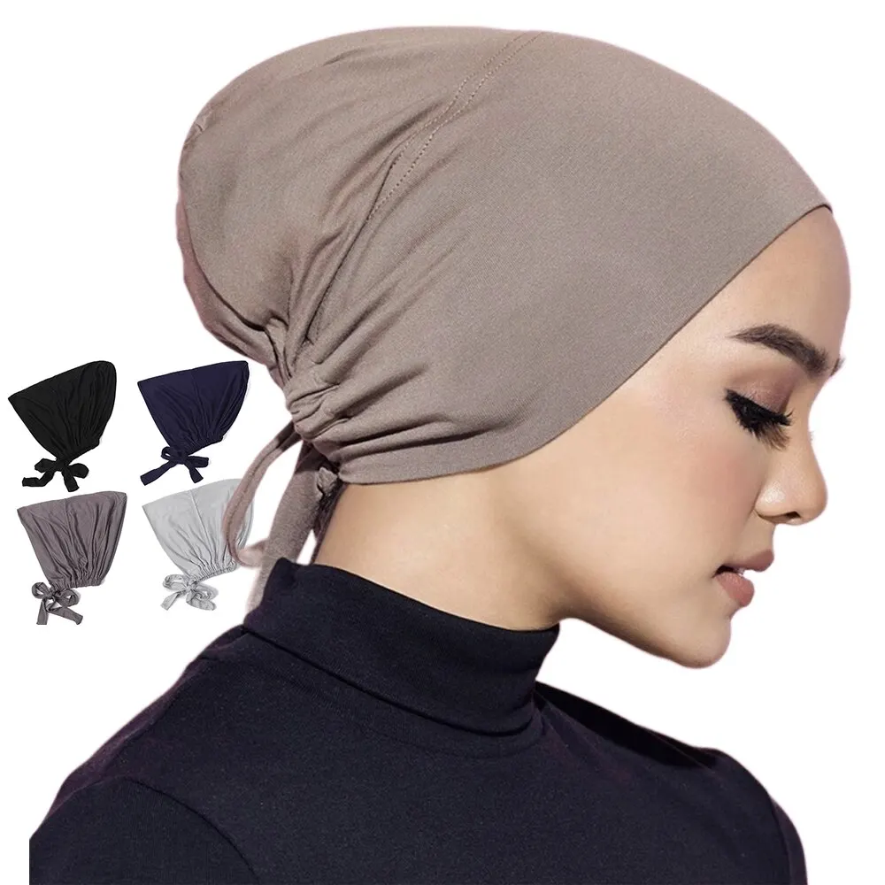 Gorros interiores ajustables, gorro elástico de Color sólido, Hijab Modal, capó musulmán, bufanda interior, accesorios de moda para mujer