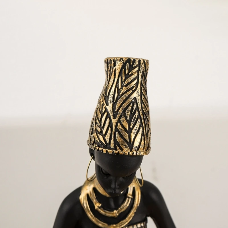 African Girl Exotic Figurine Resins Sculpture Storage Tray Traditional African Lady Statue Shelf for Living Room Dropshipping