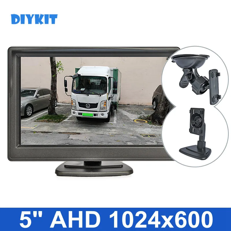 

DIYKIT 5inch 1024x600 AHD EWV Car Rear View Monitor Parking Backup HD Monitor Suction Cup Bracket for MPV SUV Horse Lorry