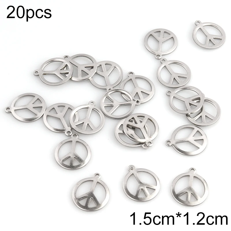 20pcs Stainless Steel Charms Peace Sign Pendants Jewelry Making Supplies DIY Handmade Bracelets Necklace Accessories