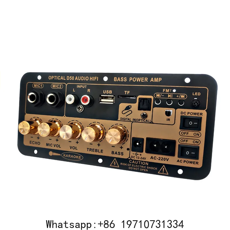 Bluetooth Audio Amplifier Board 100W Digital Subwoofer Dual Microphone AMP Module for 4-8 ohms Speaker for Home Car 110V/220V