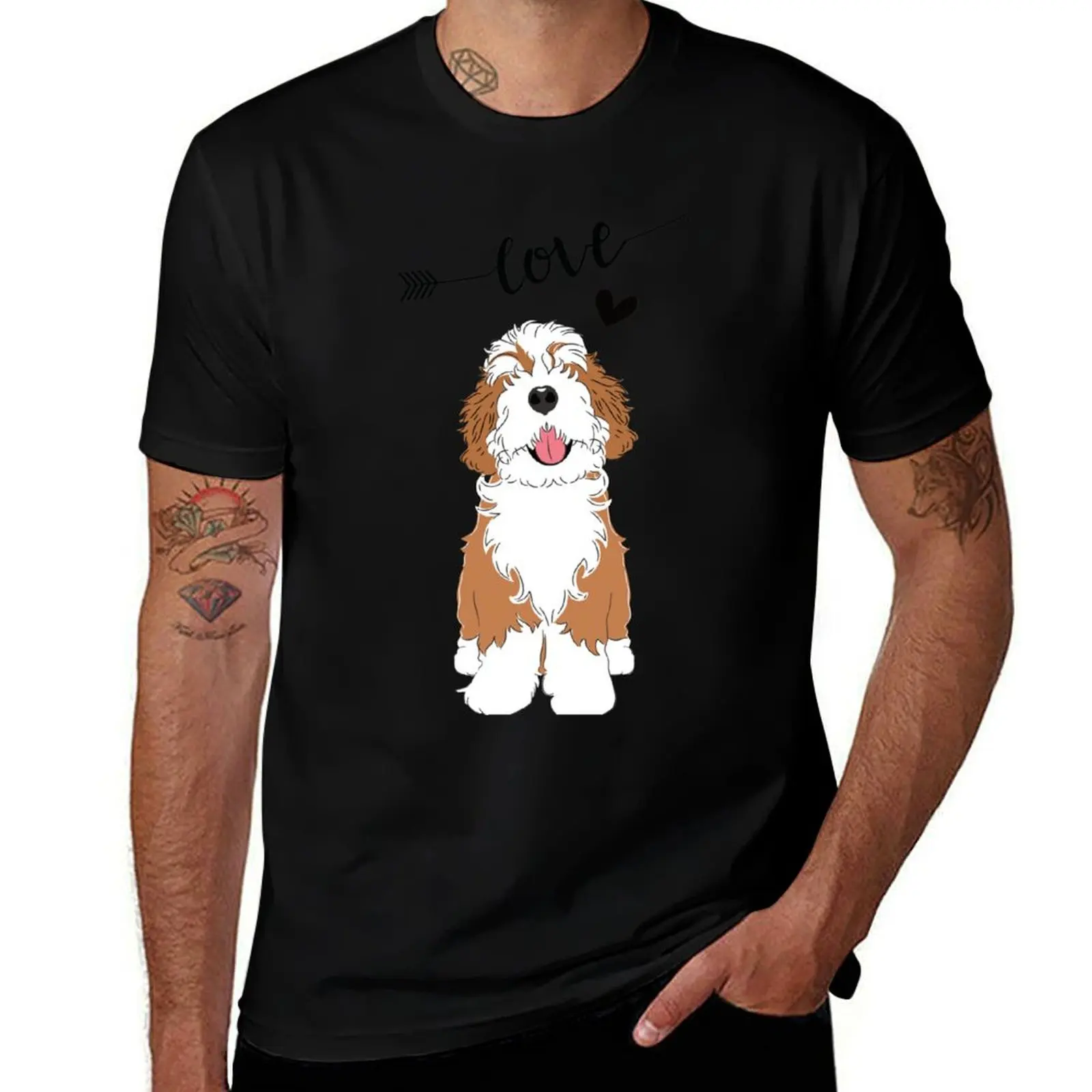 

LOVE Red Sable Bernedoodle T-Shirt man t shirts high quality luxury brand man t shirts for men casual T-Shirt