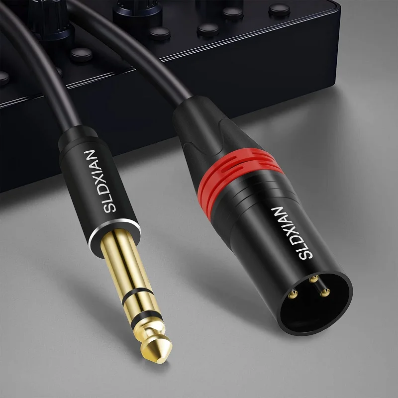 1/4 inch TRS to XLR male cable,  balanced 6.35mm TRS plug to 3-pin XLR male, quarter inch TRS male to XLR male microphone cable