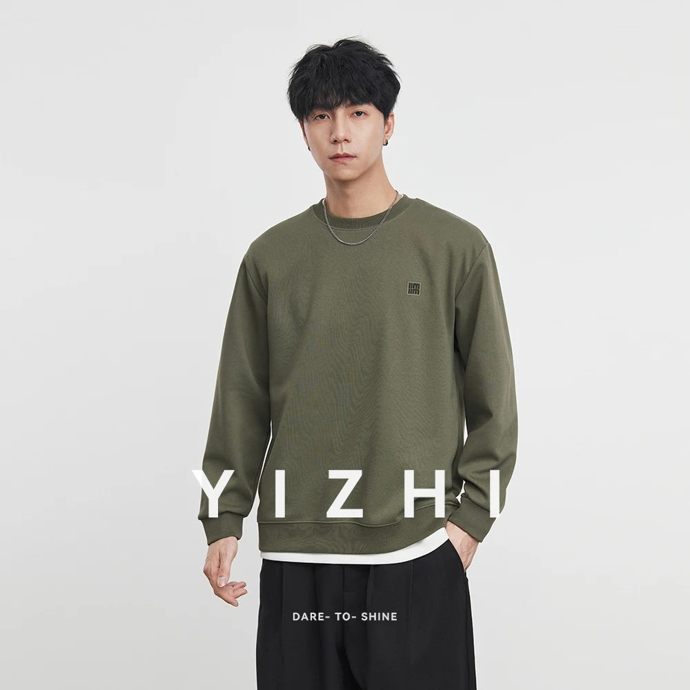 

Fashion Men's Casual Round Neck Sweatshirt 2025 Autumn New Simple Solid Color Loose Versatile Long Sleeve Top Men Pullover