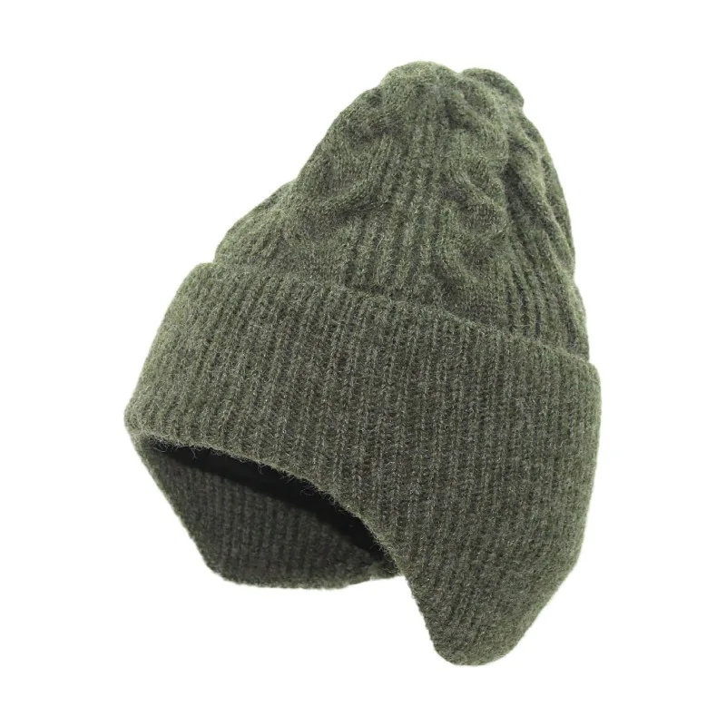 Twisted Cable Knitted Hats Beanies for Women Winter Warm Skullies Hat Cover Ears Flaps Green Grey Pink White Beige Black Brown