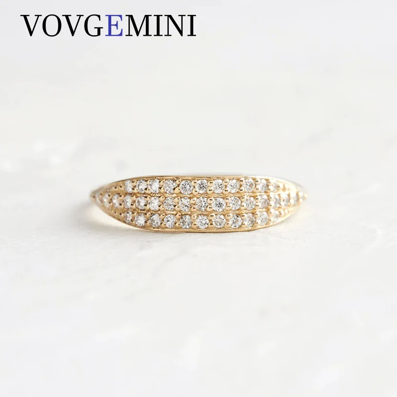 

VOVGEMINI Vvs1 D Color Moissanite Ring 18k Yellow Gold 1mm Round 39pcs 585 Handcrafted Setting Beautiful Shiny Fashion Jewelry