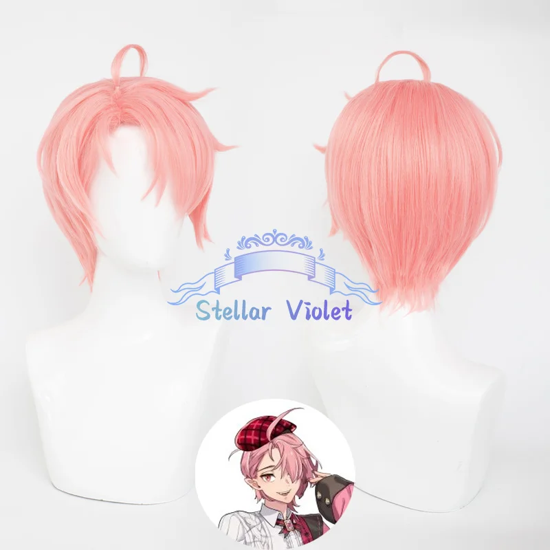 

Game Nu Carnival Aster Cosplay Wig Pink 35cm Short Heat Resistant Synthetic Hair Halloween Party Anime Wigs + Wig Cap