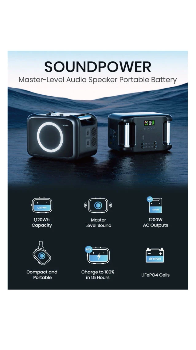 Portable 1200W Rechargeable Charging Power Station Outdoor Karaoke Solar Generator With Karaoke Sound