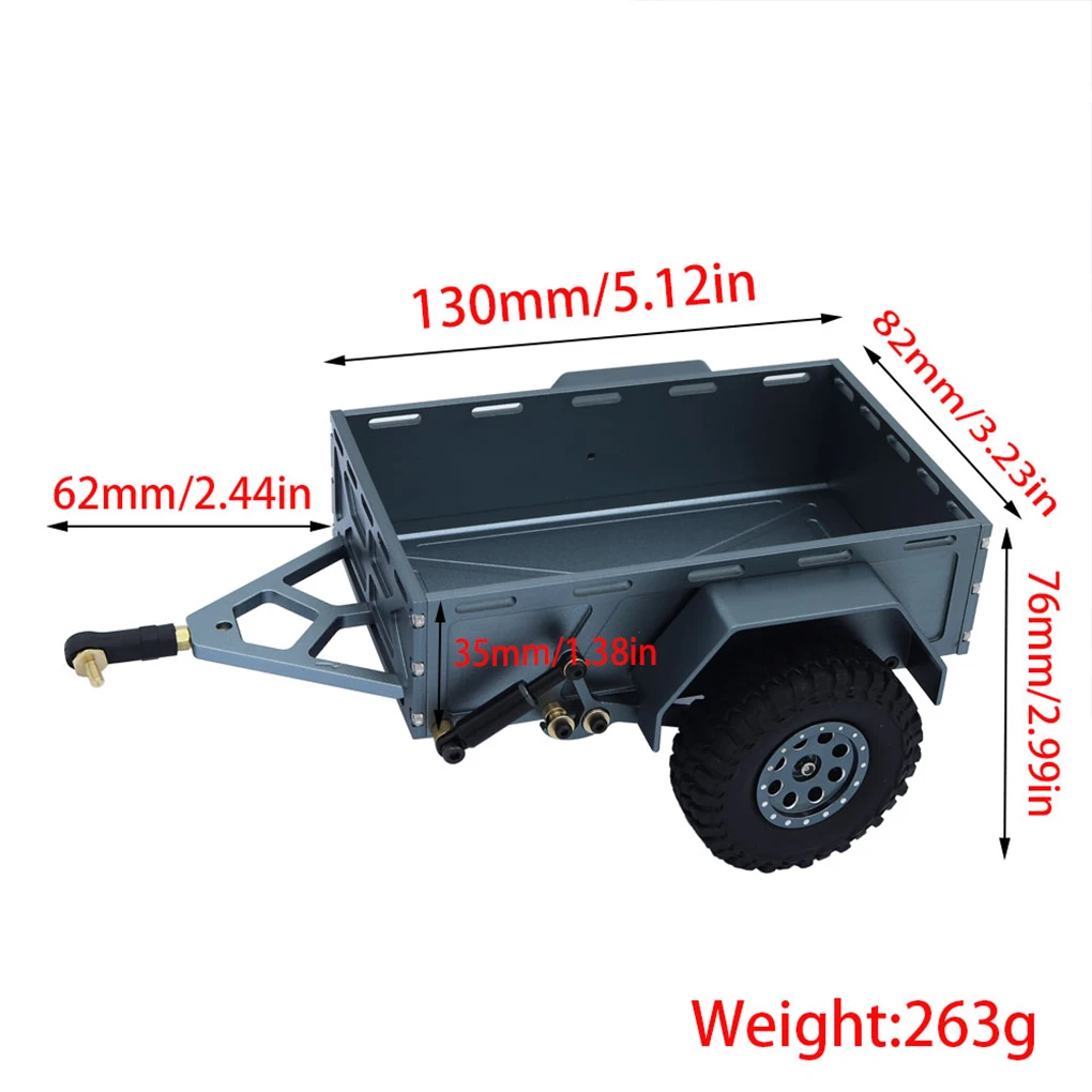 RCGOFOLLOW for TRX4M CNC Aluminum 1/18 Utility Trailer With Hitch Mount For RC Crawler TRX-4M Bronco Defender Upgrade Parts