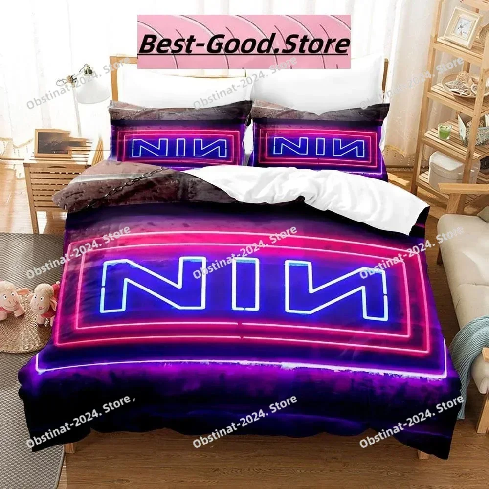 3D Fashion Nine Inch Nails NIN Bedding Set Print Comforter Quilt Bed Cover Duvet Cover Pillow Case 3 Pieces Sets Kids Adult Size