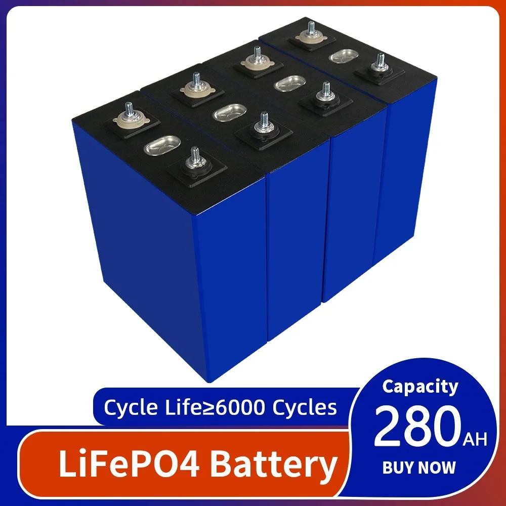 To 3.2V 280Ah Lifepo4 Battery Rechargeable Lithium Iron Phosphate Cell DIY For 12V 24V 48V EV Boat Golf Cart Forklift Solar