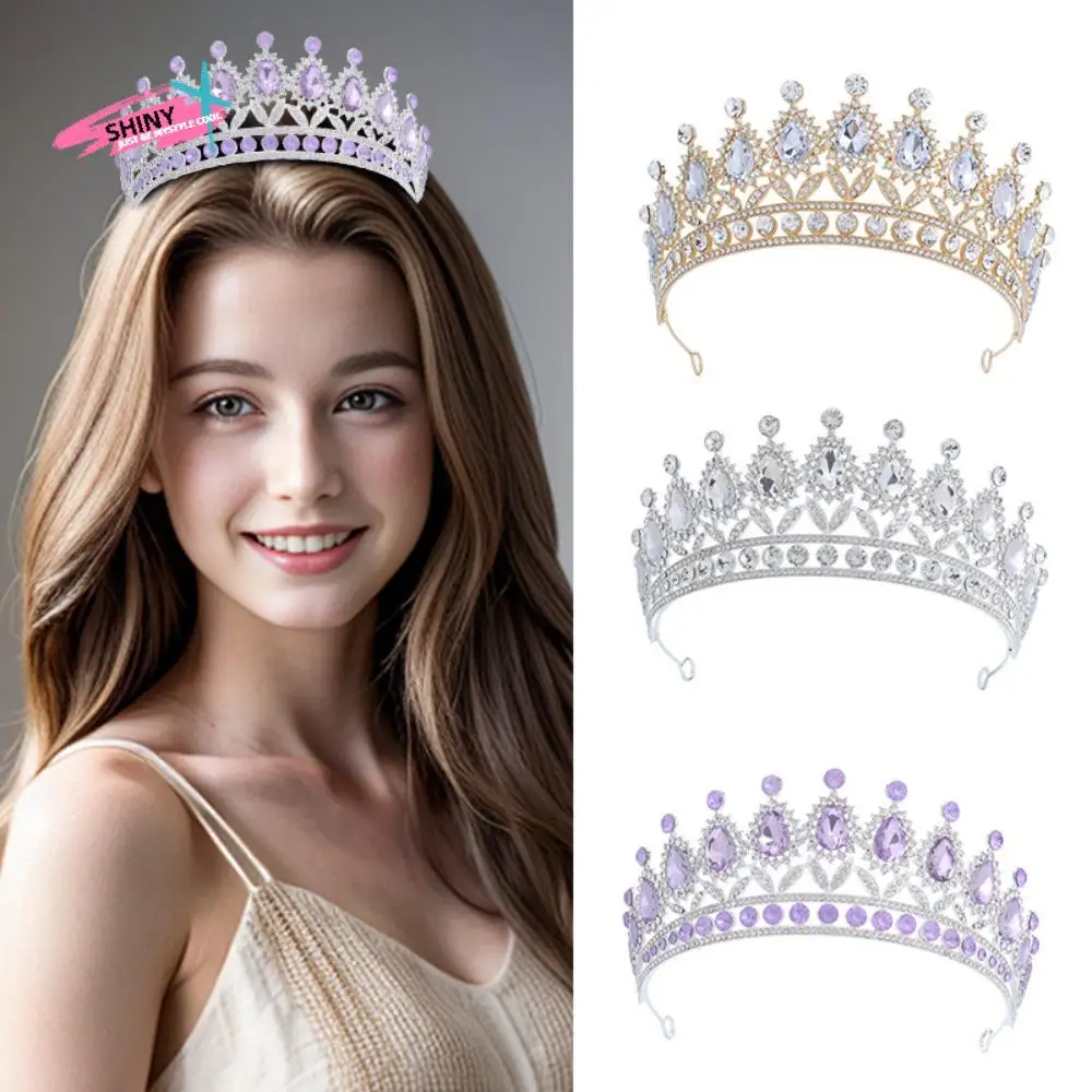 

Rhinestone Baroque Pageant Crowns Cake Decorations Luxury Crystal Bridal Crowns Sparkling Round Size Crystal Cake Topper