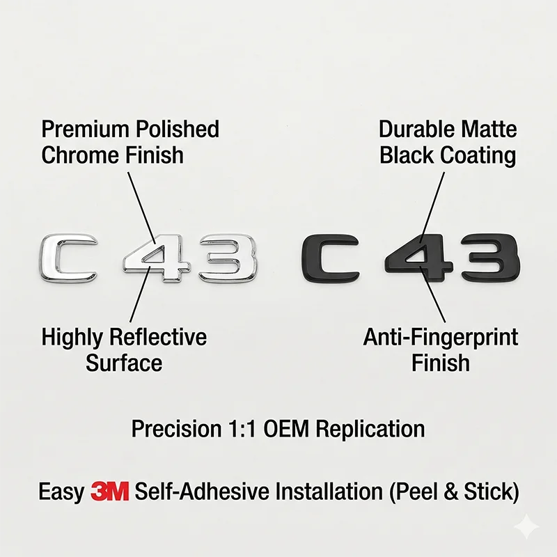 3D ABS C43 TURBO ELECTRIFIED Emblem Side Fender Badge Rear Trunk Letters Logo For Mercedes Benz W206 AMG Car Styling Accessories