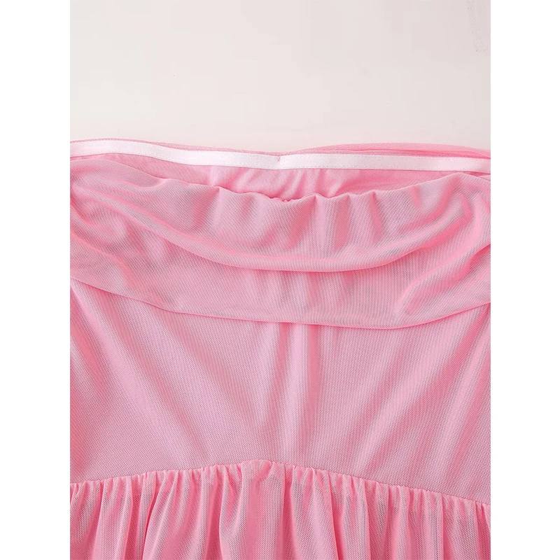 Yenkye sexy elegante rosa malha vestidos sem alças para mulheres cachecol colarinho sem costas a linha vestidos de festa longos maxi