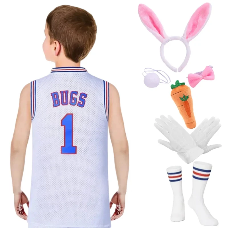✦2026✦Easter Day Kids Bunny BUGS Cosplay Costume LOLA Rabbit Cosplay Halloween Easter Party Costumes Child Sewing Shirt Set Whi✦