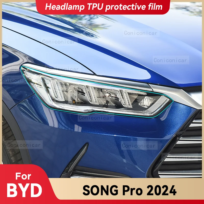 

Для BYD SONG PRO 2024, прозрачная защитная пленка из ТПУ для фар автомобиля, пленка для переднего освещения, наклейка с изменением цвета, аксессуары