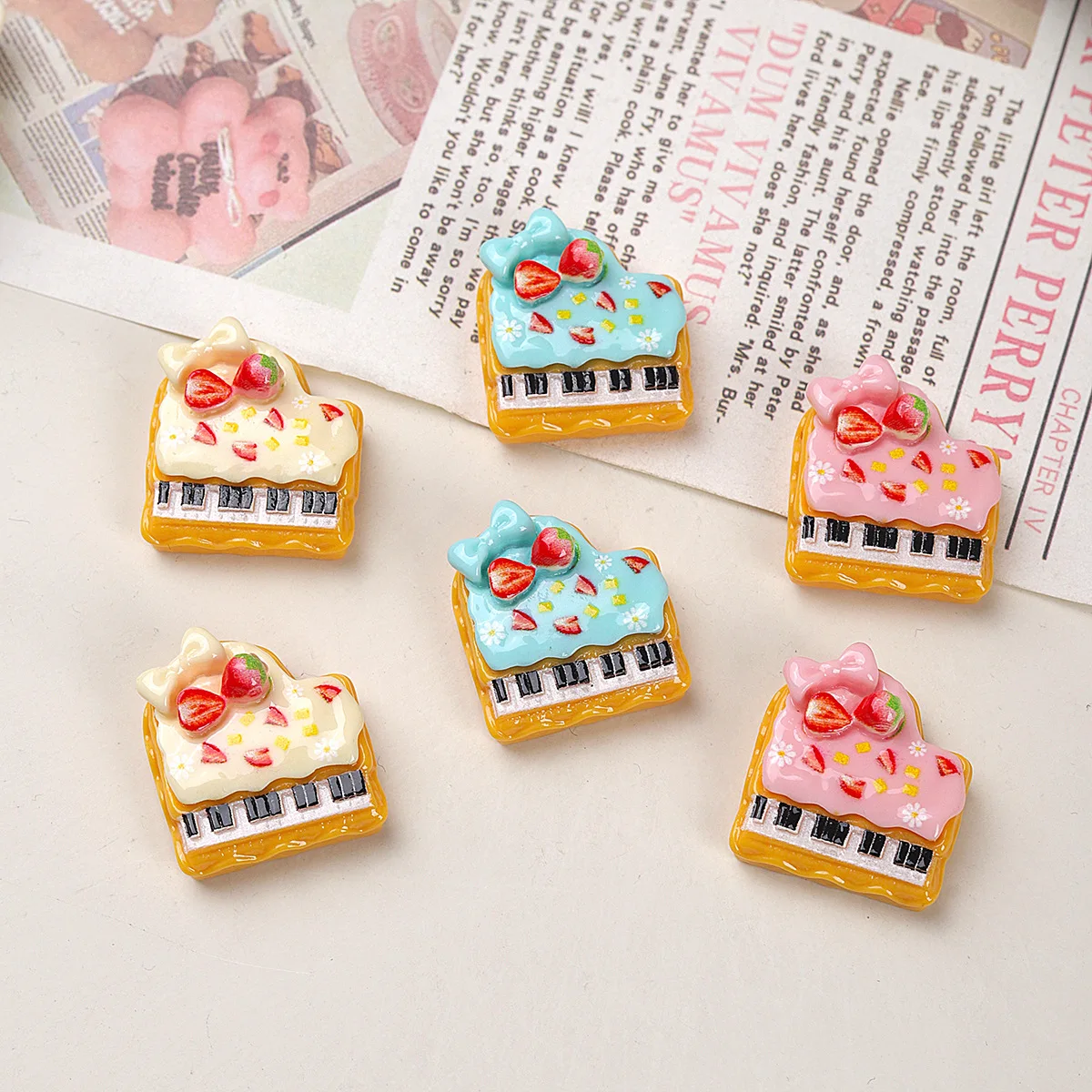 100pcs Kawaii Cartoon Simulation Fruit Piano DIY Accessories for Phone Case Hairpin Keychain Earrings Scrapbook Accessories