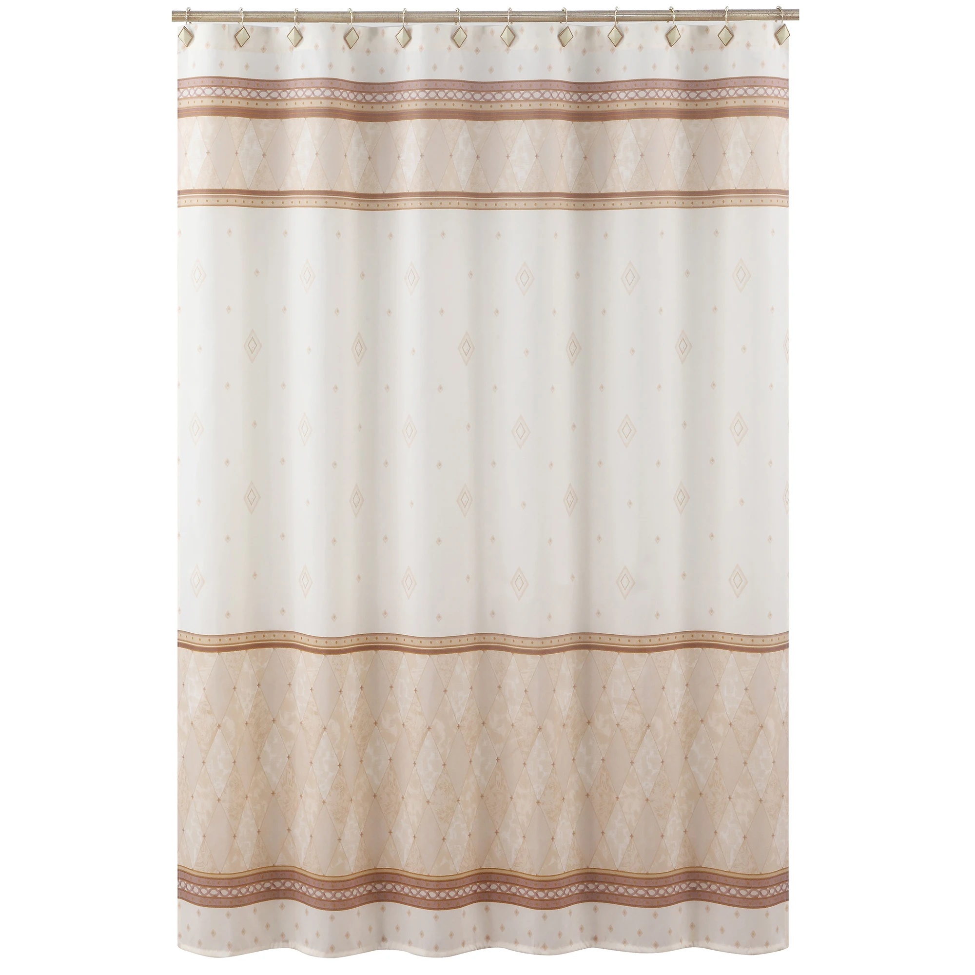 Corinthia Ivory Farmhouse Tan Classic Polyester Waterproof Fabric Modern Beige Printed Decorative Cream Shower Curtain