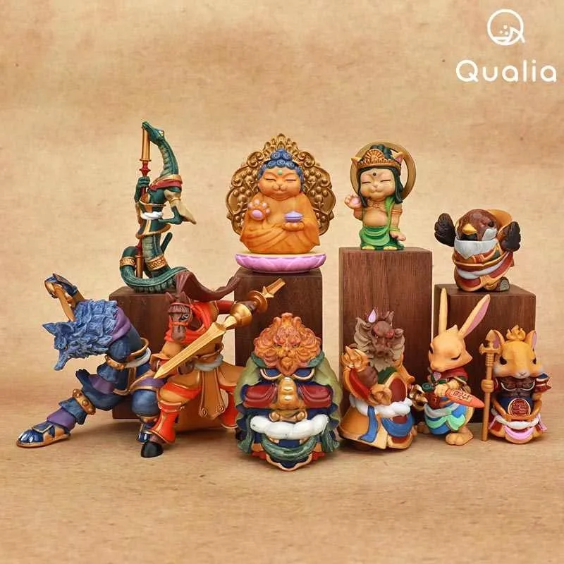 

Капсульная игрушка QUALIA Gashapon, модель кошки, медицина Tathagata, 12 статуй зодиака призраков и богов, коллекционные настольные украшения