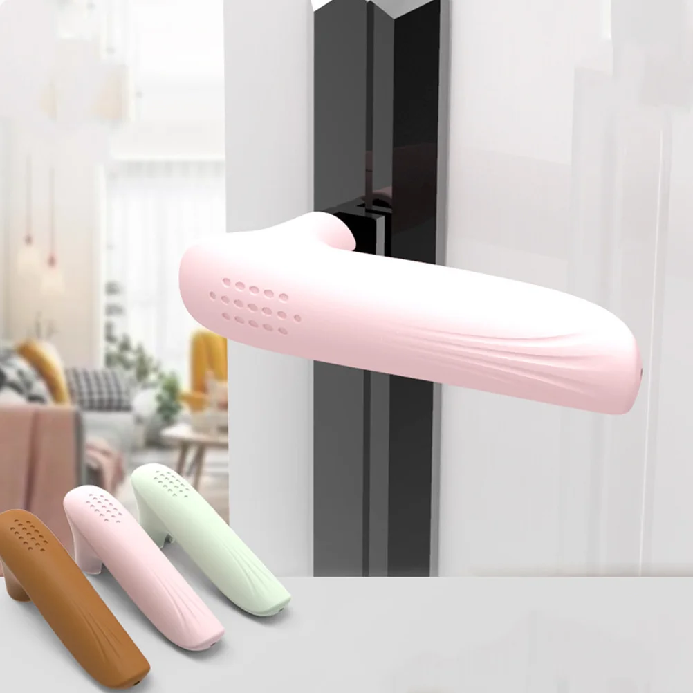 

2pcs Door Handle Protector Silicone L Shape Knob Cover For Safety Anti-Collision Waterproof Non-Slip Home Office Use Pink