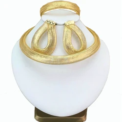 Latest Luxury Brazilian Wedding Jewelry Set Dubai Gold Plated Bridal Exaggerate Big Jewelry Sets FHK17179