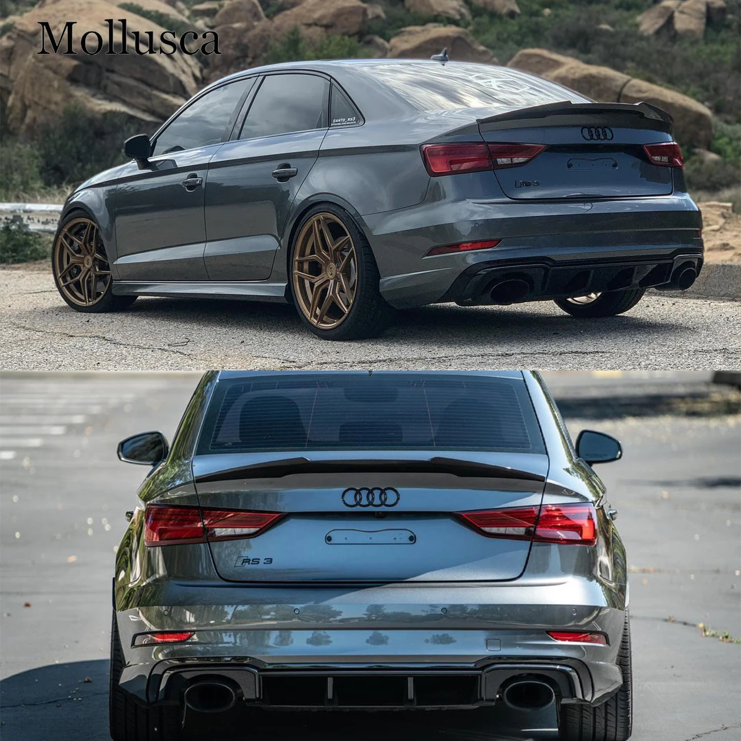 

For AUDI A3 S3 RS3 8V M4 Style Real Carbon Fiber Material Rear Spoiler Trunk Wing 2013-2020