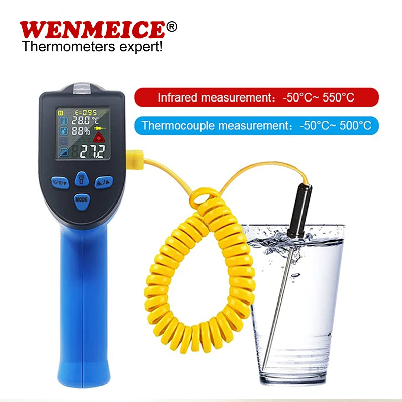 

WENMEICE Digital Infrared Thermometer Laser Temperature Meter Non-contact Pyrometer Imager Hygrometer IR Termometro