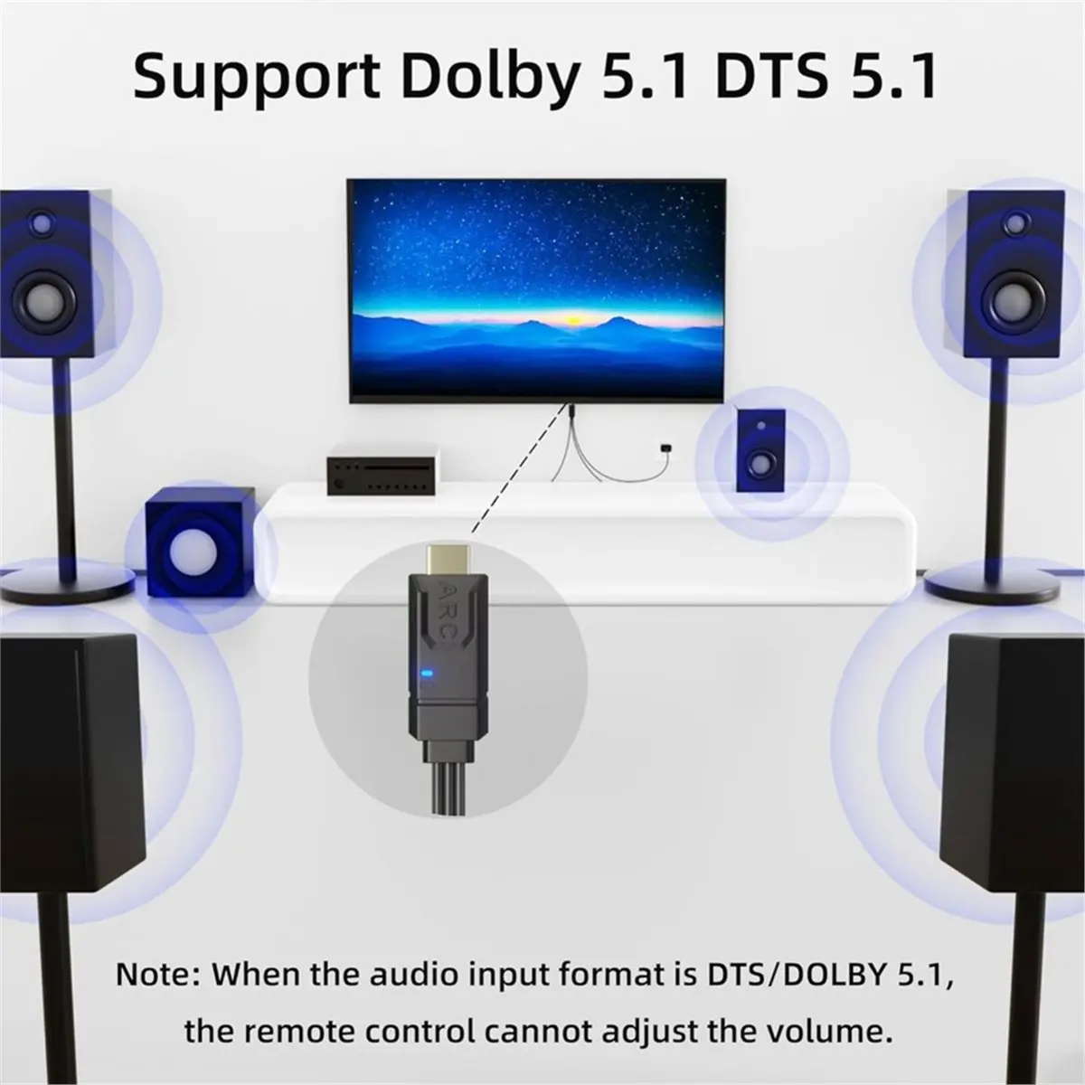 192KHz -Compatible EARC/ARC to Optical Coaxial Audio Converter with CEC Volume Control for Soundbar to TV