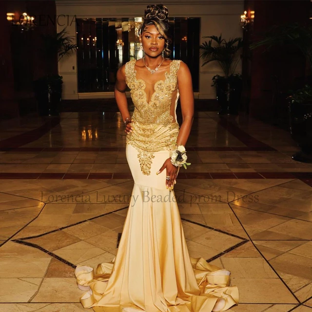 Customized Prom Dresses Beaded Luxury Appliques Satin Rhinestone Mermaid Evening Party Gown Diamond Formal vestidos de gala AliExpress