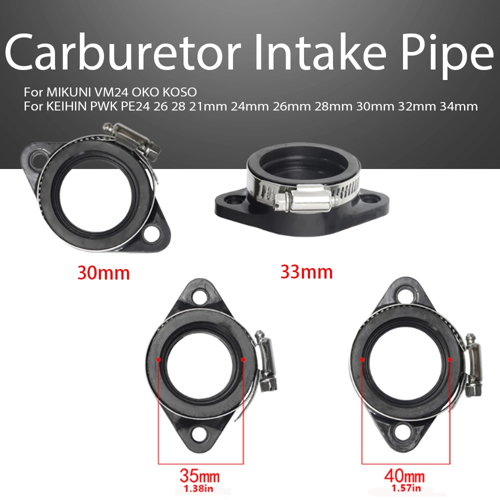

Carburetor Rubber Adapter Inlet Intake Pipe For MIKUNI VM24 OKO KOSO KEIHIN PWK PE24 26 28 21mm 24mm 26mm 28mm 30mm 32mm 34mm