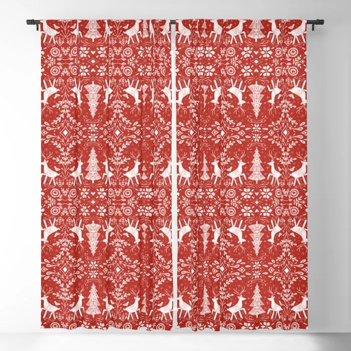 Winter Woodland Scene Blackout Curtains 3D Print Window Curtains For Bedroom Living Room Decor Window Treatments