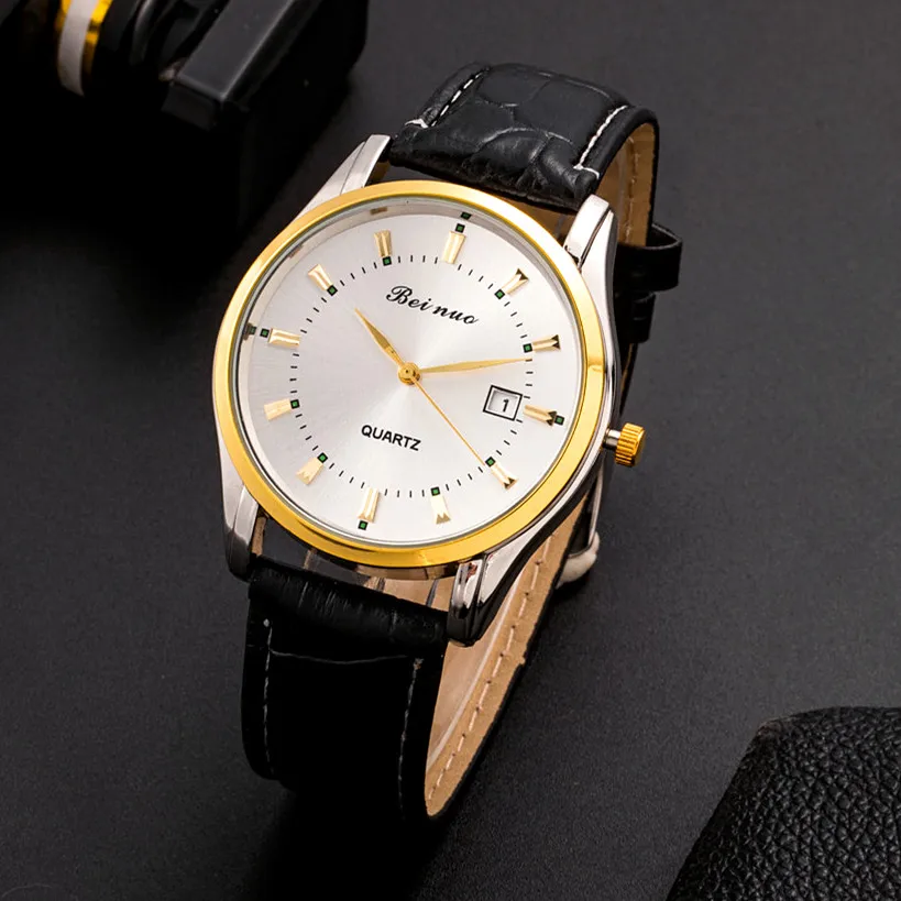 Fashion Gold Watch for Men Casual Men Business Watches Luxury Round Quartz Wristwatch Man Waterproof Watch Gifts for men